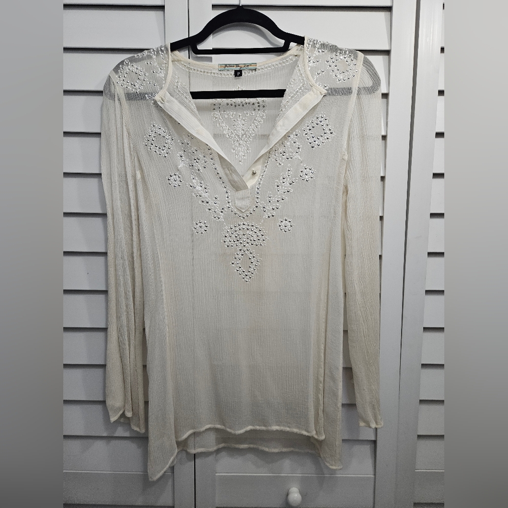 Allen B. By Allen Schwartz Cream Lace Blouse petit